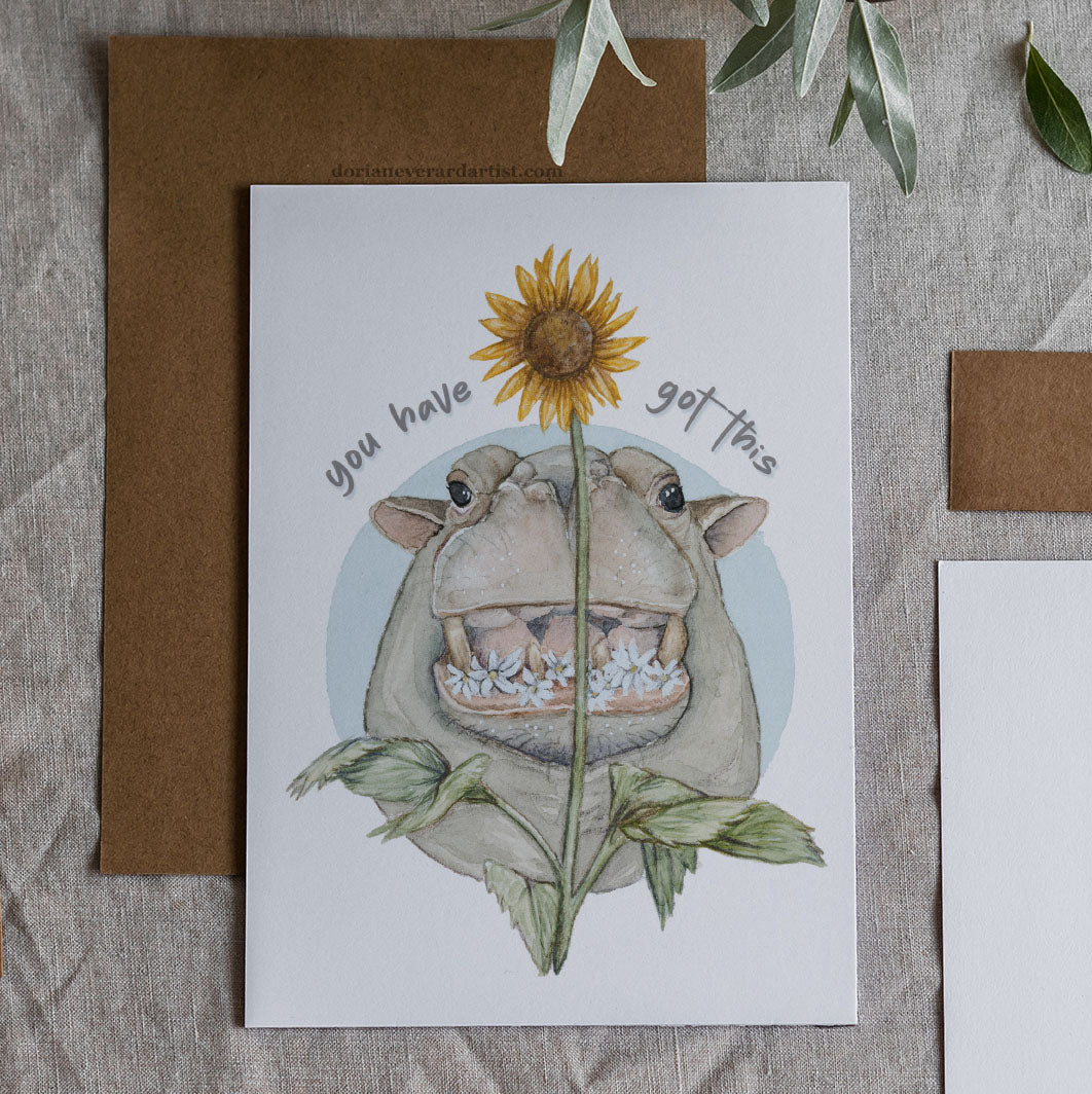 Happy Hippo - Greeting Card